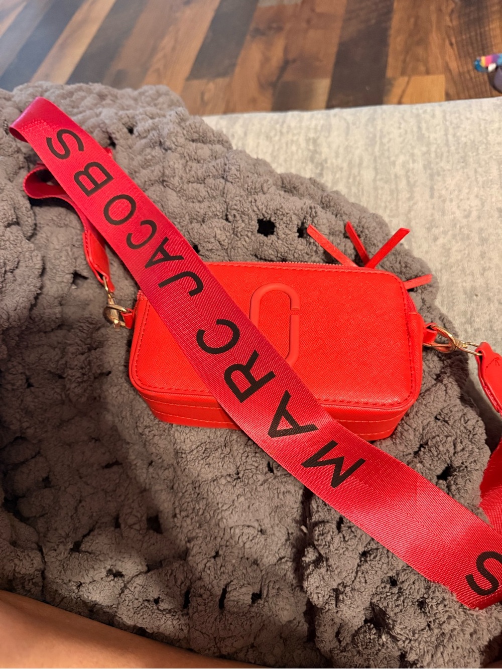 Marc Jacobs Red Camera-Style Crossbody with Branded Strap